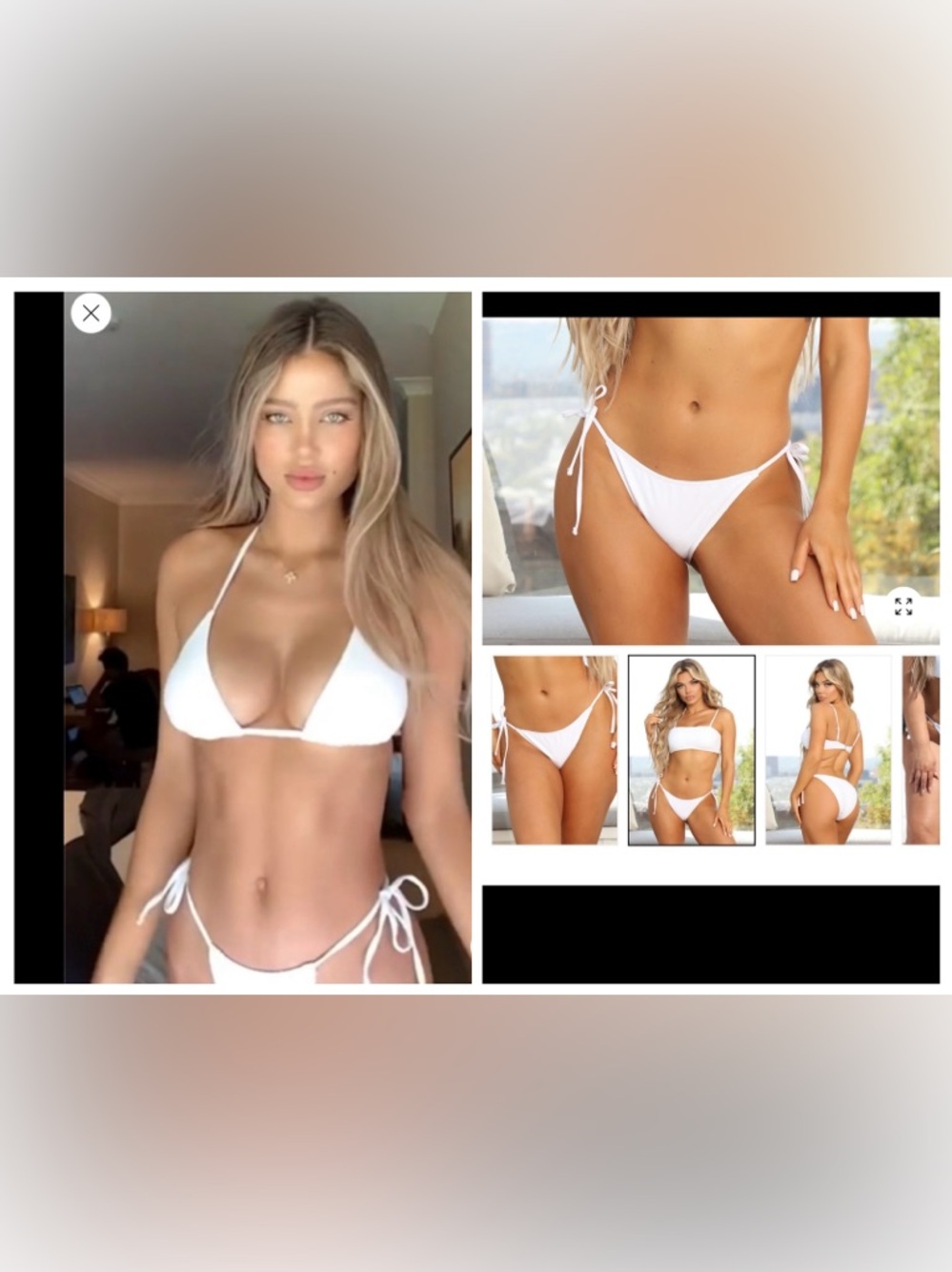 Fashion Nova White Triangle Bikini Set